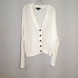 Sanctuary Beach Side Crochet Cropped Cardigan Sweater in Muslin Size M